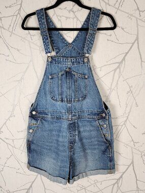 Old Navy Light Wash Rigid Denim Shortalls Short Overalls